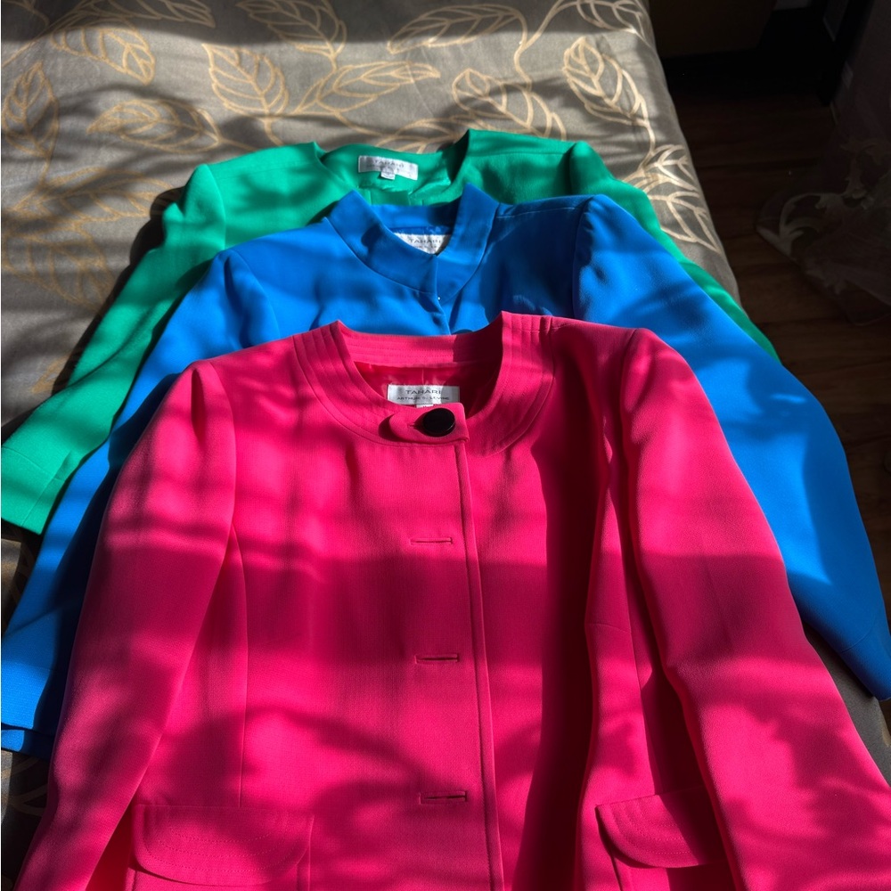 Bundle!!!   Tahari Pink, Blue, and Green Blazers
